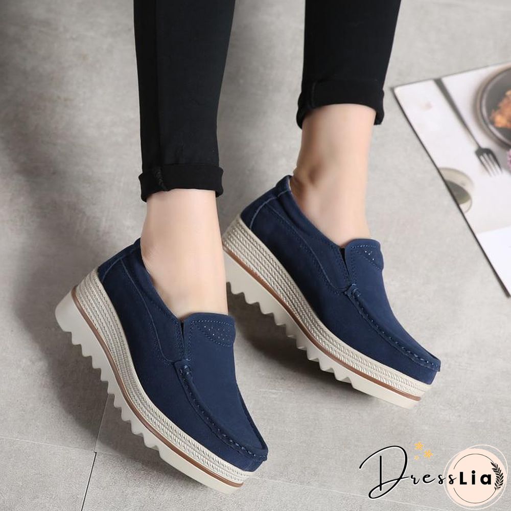 Women Shoes Platform Slip on Flats Loafers Moccasins Hollow Out Casual Shoes