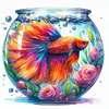 Aquarium et betta-peinture diamant ronde compl&egrave;te-40*40cm