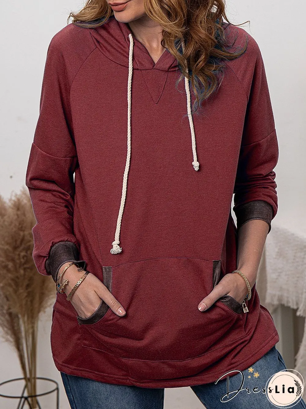 Grey Casual Hoodie plus size Sweatshirts