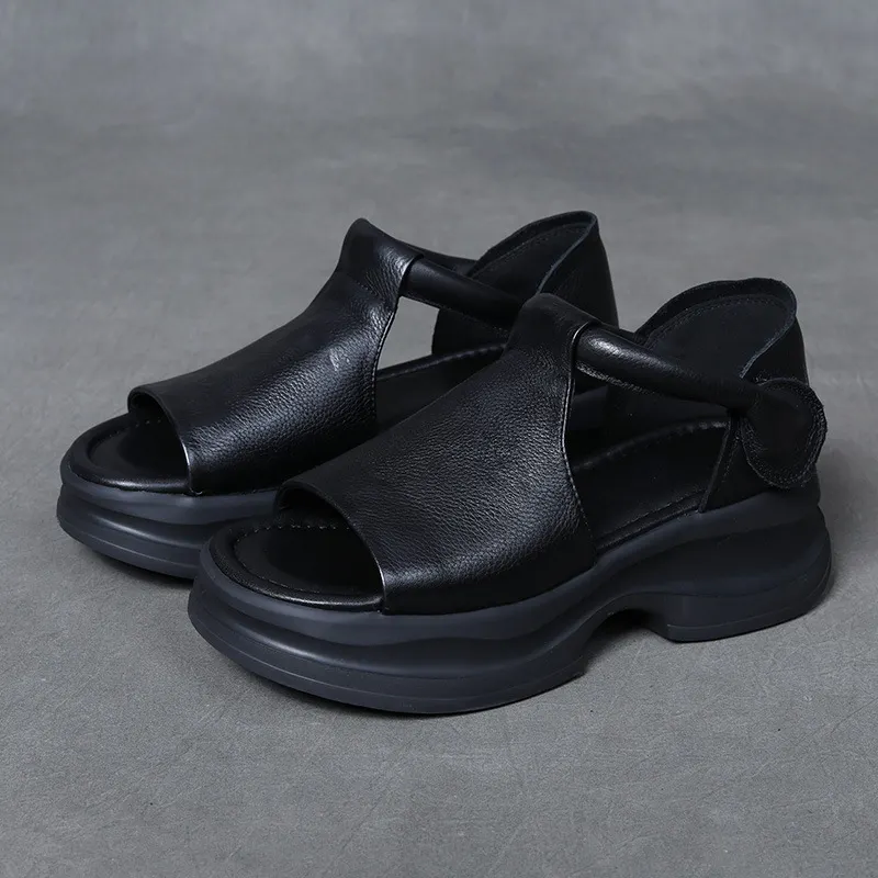 Yyvonne Head-Level Cower Hand-Bag Root Magic Stick Thick Soles Ultra-Light Sandals Summer Ladies Hollow Pine Pastry Sandals