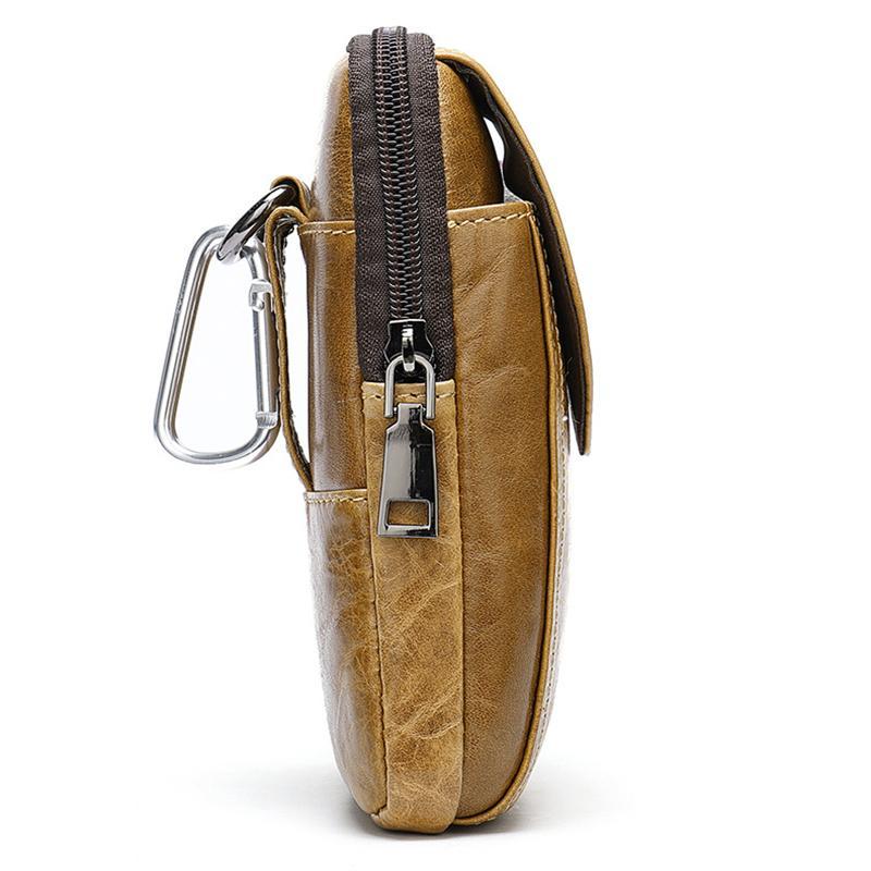 Men's Solid Color Leather Mini Belt Bag