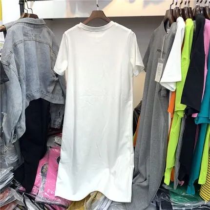 Casual Women Over Size O-Neck Short Sleeve Solid Summer Cotton T Shirt Dress Sales