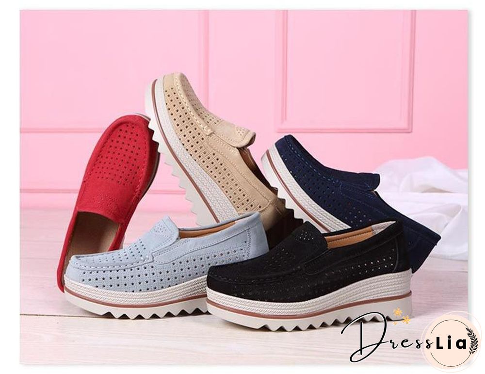 Women Shoes Platform Sneakers Slip on Flats Loafers Moccasins Hollow Out Casual Shoes