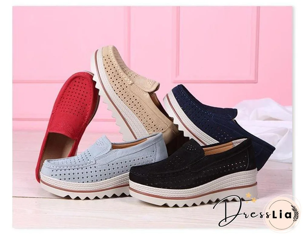 Women Shoes Platform Sneakers Slip on Flats Loafers Moccasins Hollow Out Casual Shoes