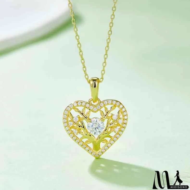 MidiSono - Moissanite 925 Sterling Silver Heart Shape Necklace