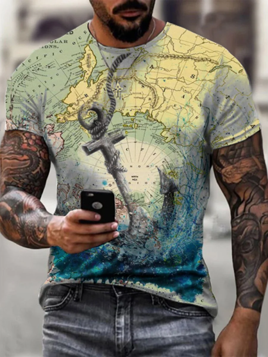Men's Nautical Printing Short Sleeve-03