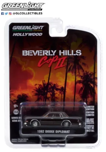 Dronehint 2021 GREENLIGHT Hollywood Series 31-Beverly Hills Cop II-1982 Dodge Diplomat NOC Toy