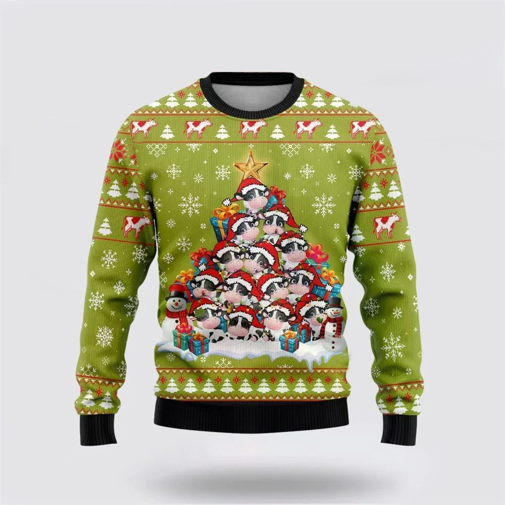 Cow Christmas Tree Ugly Christmas Sweater, Farm Sweater, Christmas Gift, Best Winter Outfit Christmas