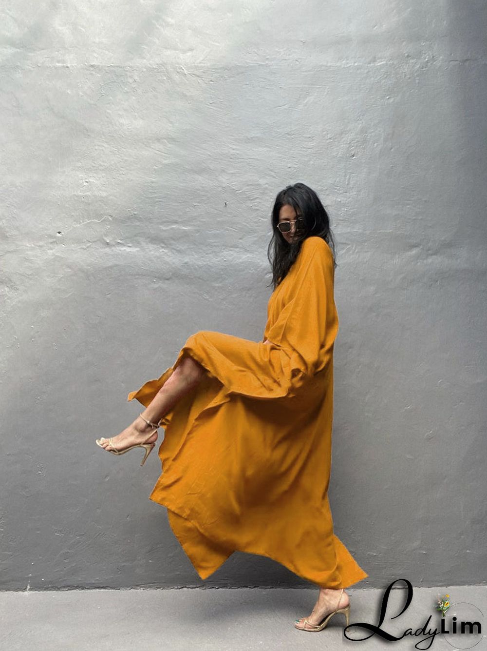 V Neck Solid Color Beach Cover Up