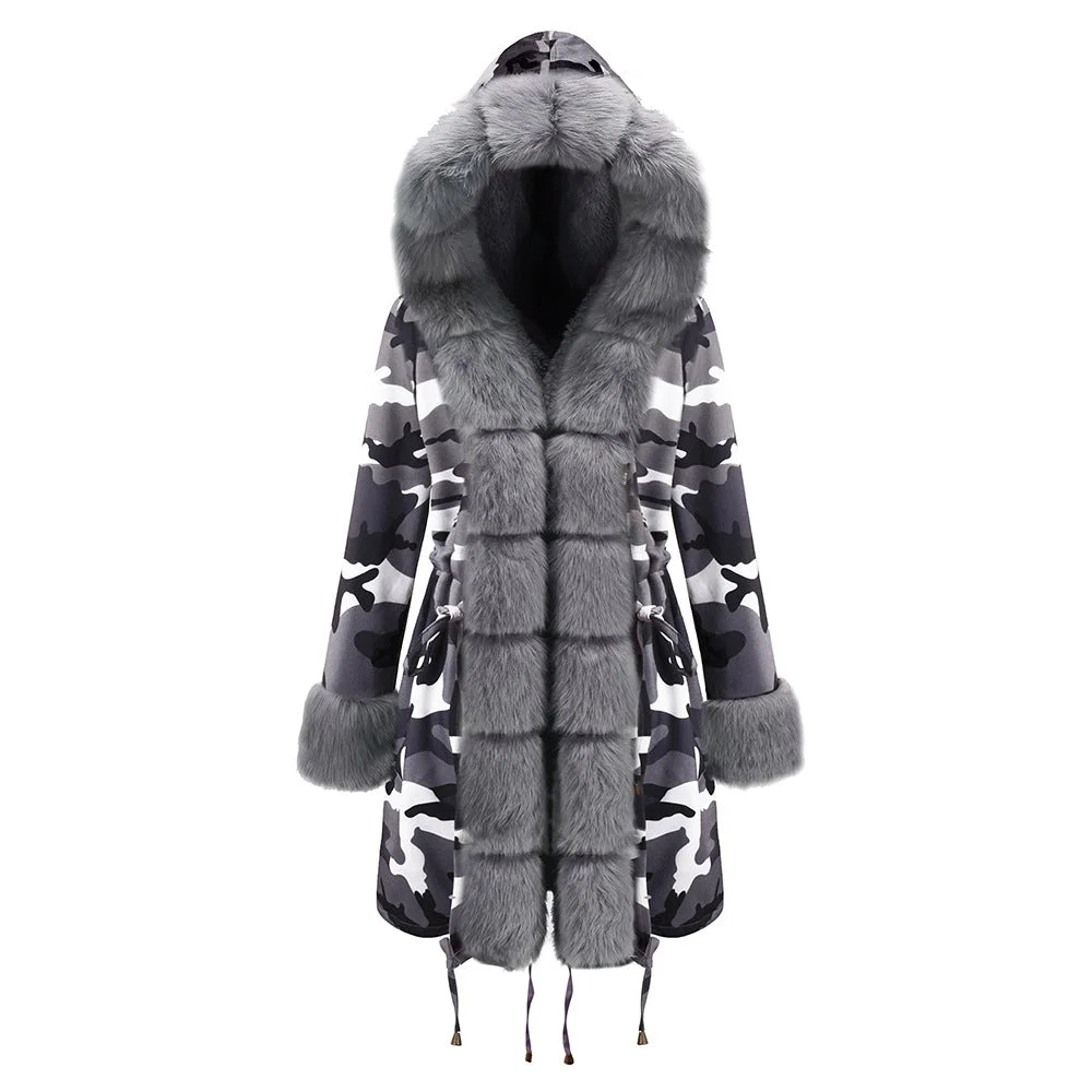 Women Fur Collar Jacket Winter Coat