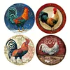 4PCS Rooster - Round Vintage Metal Signs Set - 30*30cm - Garden