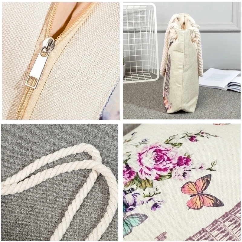 Women’s Basic Flower Canvas Shopping Bags