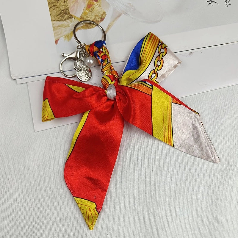 Sweet Minimalist Bow Knot Cloth Metal Unisex Bag Pendant Keychain