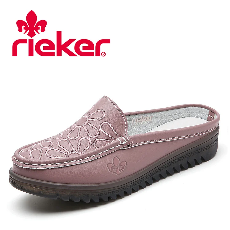 ÚJ RIEKER SZANDÁL BORJÚBŐRBŐL, KÉZZEL HÍMZETT