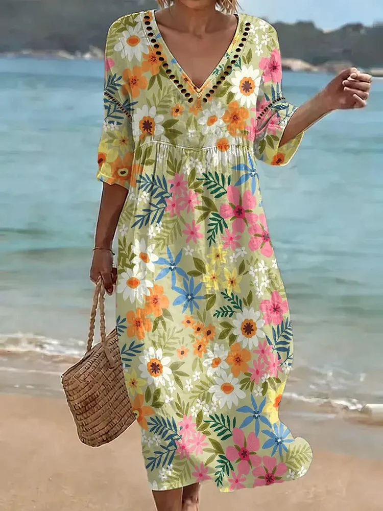 [Spot Big Sale] Women's Floral Print Casual Dress