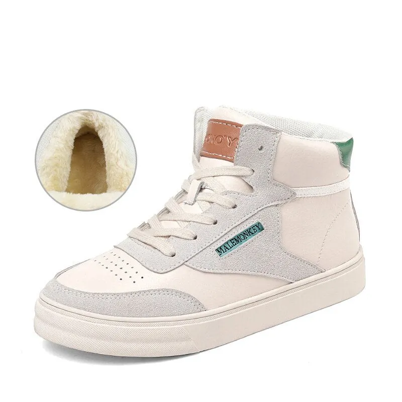 Winter Women High Top Sneakers Short Plush 2021 Autumn Lace Up Casual Platform Shoes Comfortable Soft Non Slip Female Shoes