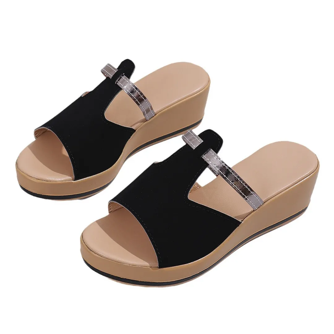 Breakj Breakj New Summer Women's Slope And Thick-Bottomed Slippers Large-Size Thick-Bottomed Plus Casual Slippers Women's Shoes