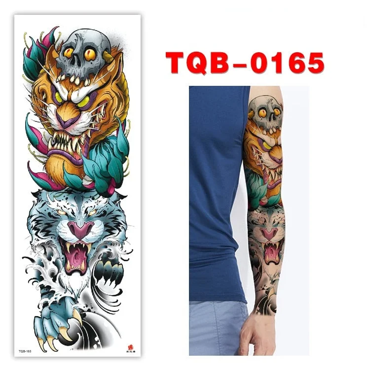 Full Arm Series Temporary Tattoo Full Arm Tattoo Sticker Lasting Waterproof Sweat Flower Arm Full Arm Tattoo Big Picture Sticker