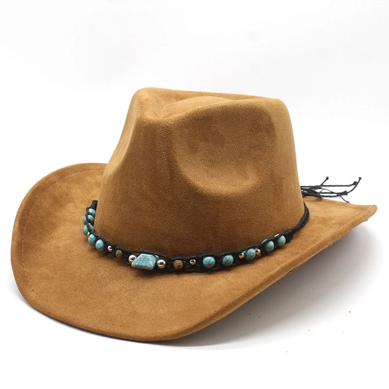New Suede Ethnic Style Tibetan Western Cowboy Hat Top Hat Autumn And Winter Men's And Women's Felt Hat Curved Jazz Hat