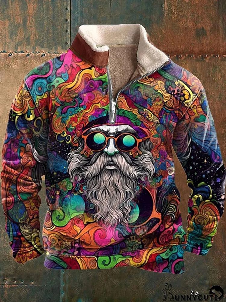 Men's Vintage Santa Print Sweatshirt