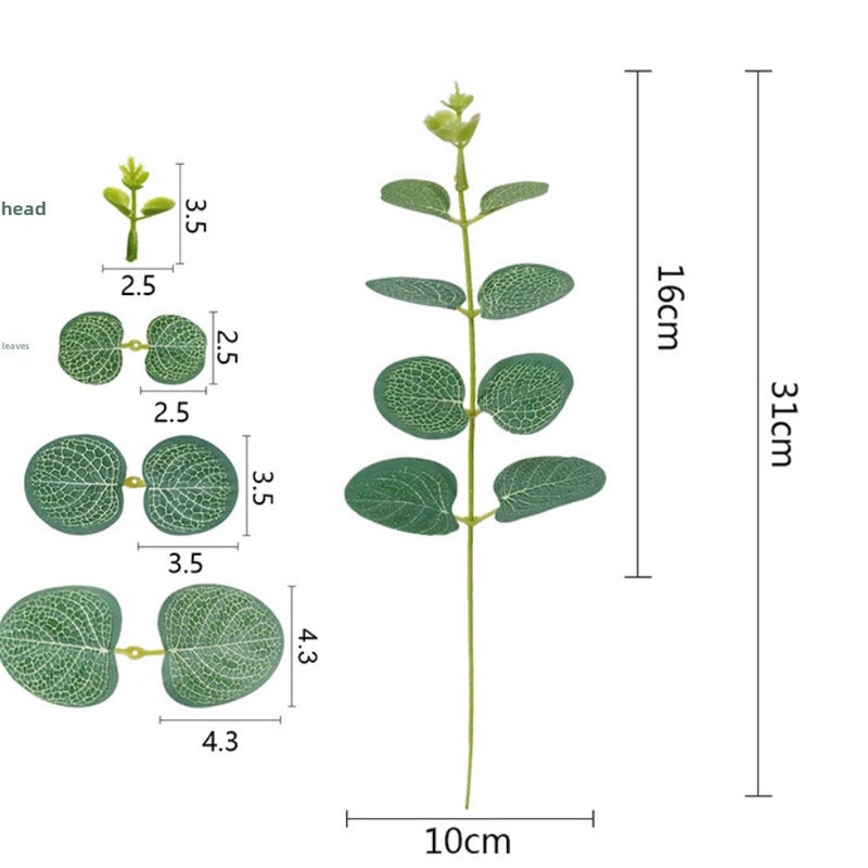 Special For Green Plants Wedding Flower Arrangement With Decorative Fake Flowers Single Money Leaf Eucalyptus Leaf Simulation Plant