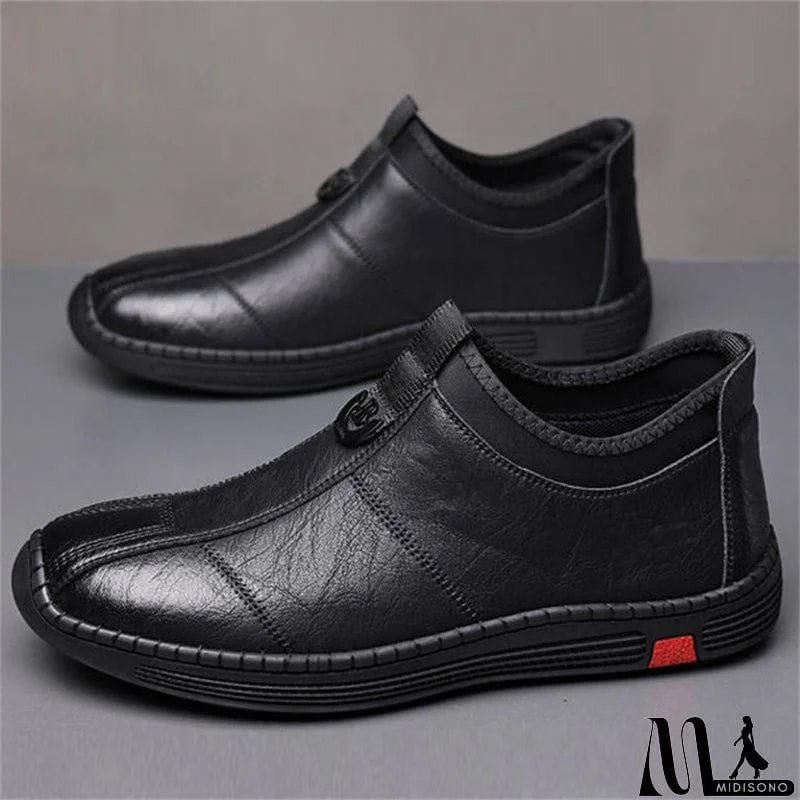 MidiSono - Men's Autumn Comfy Breathable Slip-on Business Genuine Leather Shoes