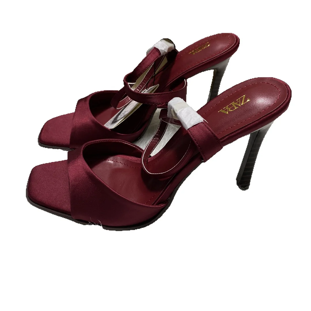 Breakj Breakj Home 2025 New Women's Shoes Red Fine Heel Temperament Ankle With High Heels Side Toe With Sandals