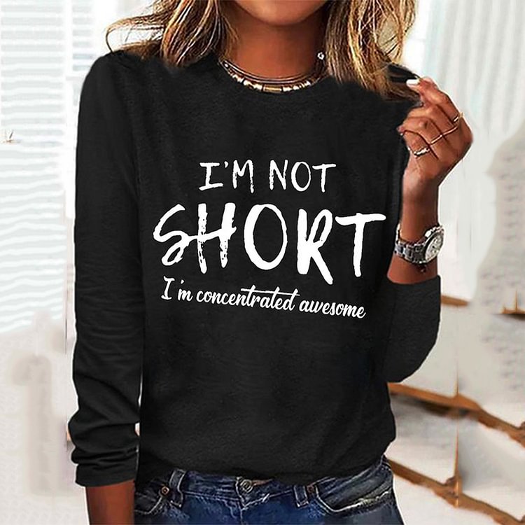Comstylish I'm Not Short I'm Concentrated Awesome Simple Regular Fit Crew Neck T-Shirt