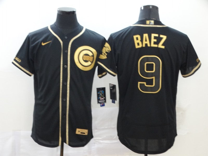 Men's Chicago Cubs Javier Baez #9 Black Stitched Jersey mysite