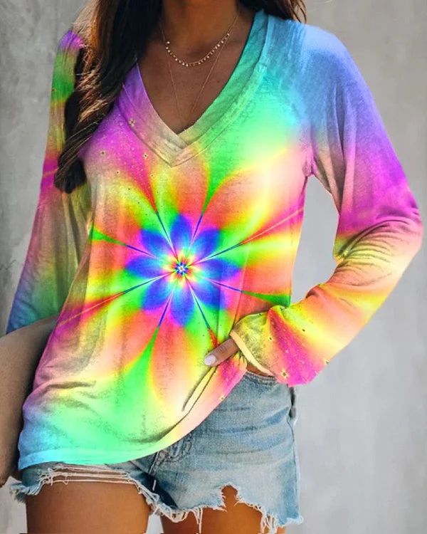 Beautiful Colorful Gradient Floral Graphic Tees