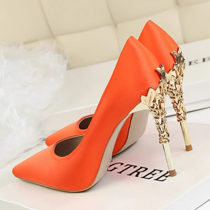 2019 Women pumps Sexy Pointed toe Luxury Metal high heels shoes woman Spring Summer Women party wedding shoes High heels Zapatos