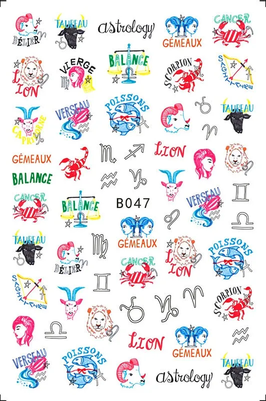 New Arrival 1pc 3D Nail Sticker Constellation Design Multi-Style Retro Back-Adhesive DIY Nail Art Tips Manicure Decoration-Nail Inspo