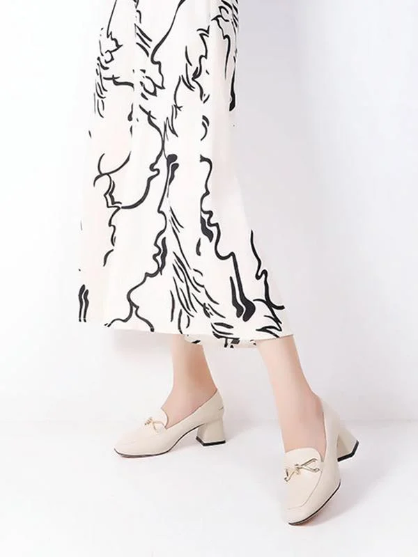 Casual two-wear thick-heeled fashionable head comfort high-heel loafers