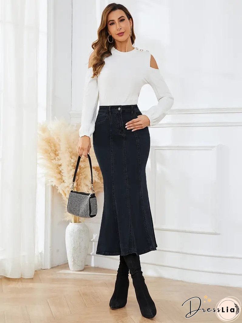 Figure-Flattering Denim Skirt