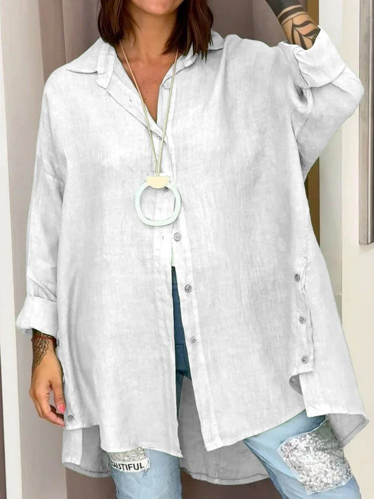 Women's Casual Cotton And Linen Shirt