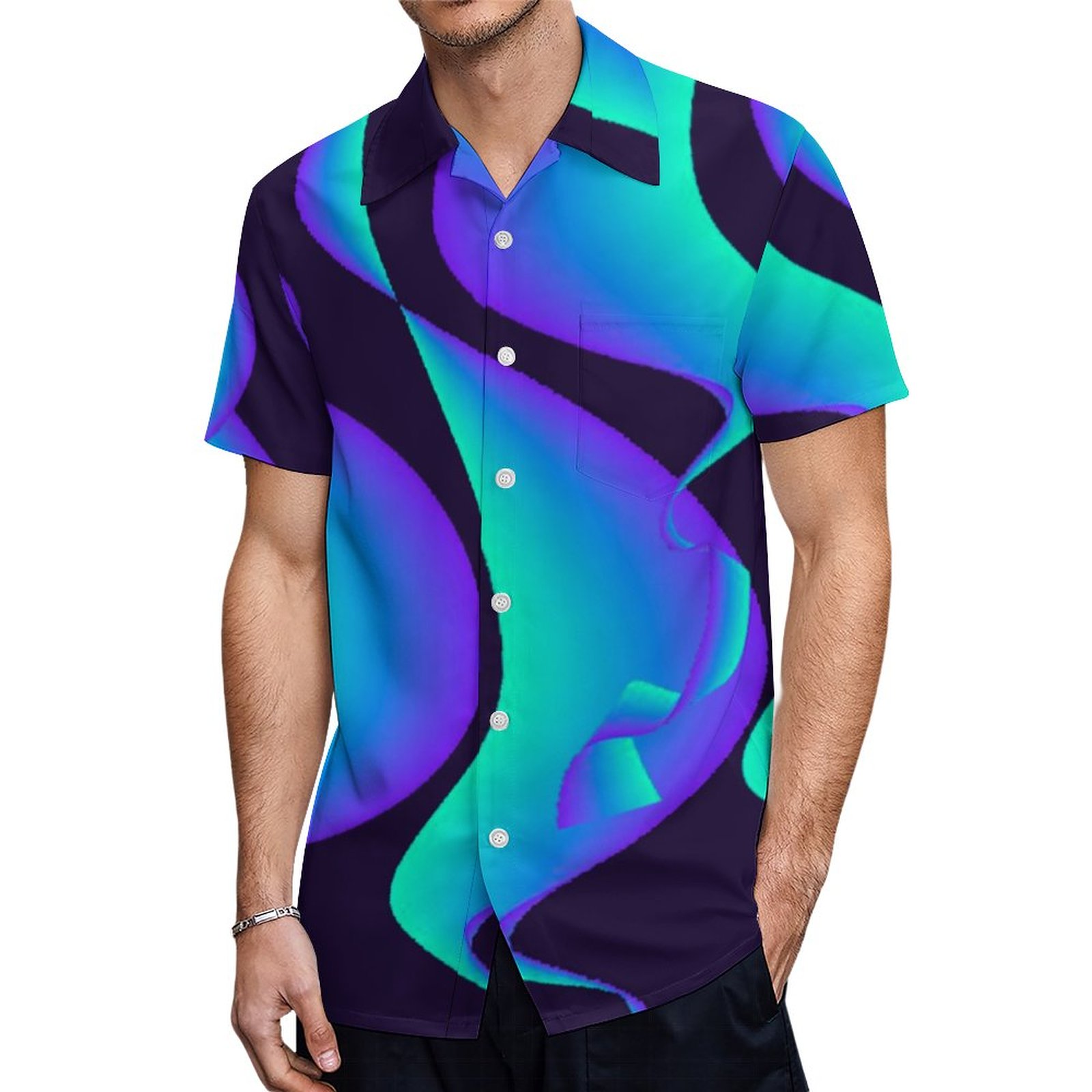 Curvey Curves Active Workout Fitness Yoga Sports Hawaiian Shirt Mens Button Down Tropical Hawaii Beach Shirts