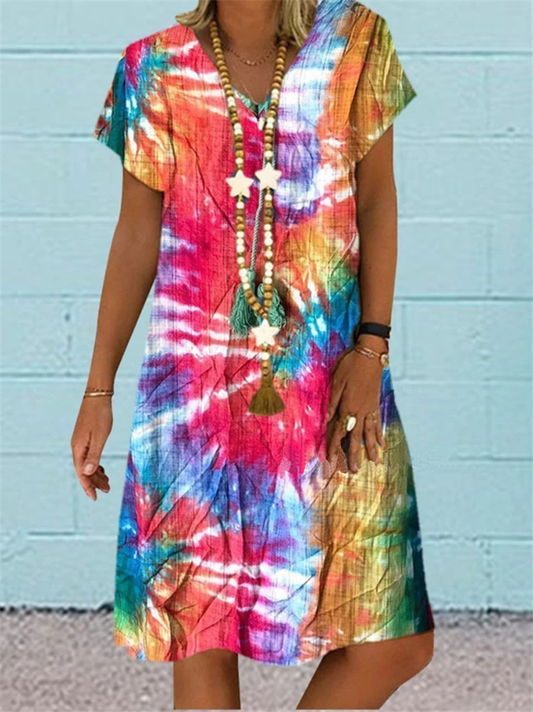 Plus Size Beach Dress Women's Fashion Loose Leisure V-Neck Sleeveless Floral Printed Bohemian Summer Dresses