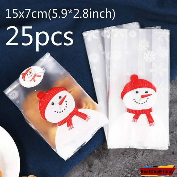 25X Xmas Snowman Food-Grade Bag Christmas Cookie Cellophane Gift Dessert Candy Opp Bag