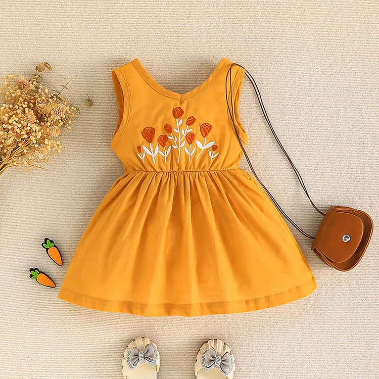 Baby Embroidered Flower Sleeveless Dress
