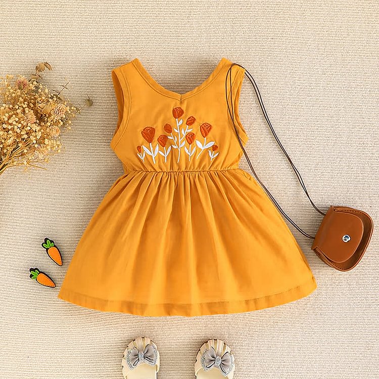 Baby Embroidered Flower Sleeveless Dress