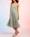 Lace-up Sling Dress Candy Color Stitching Solid Color Midi Dress