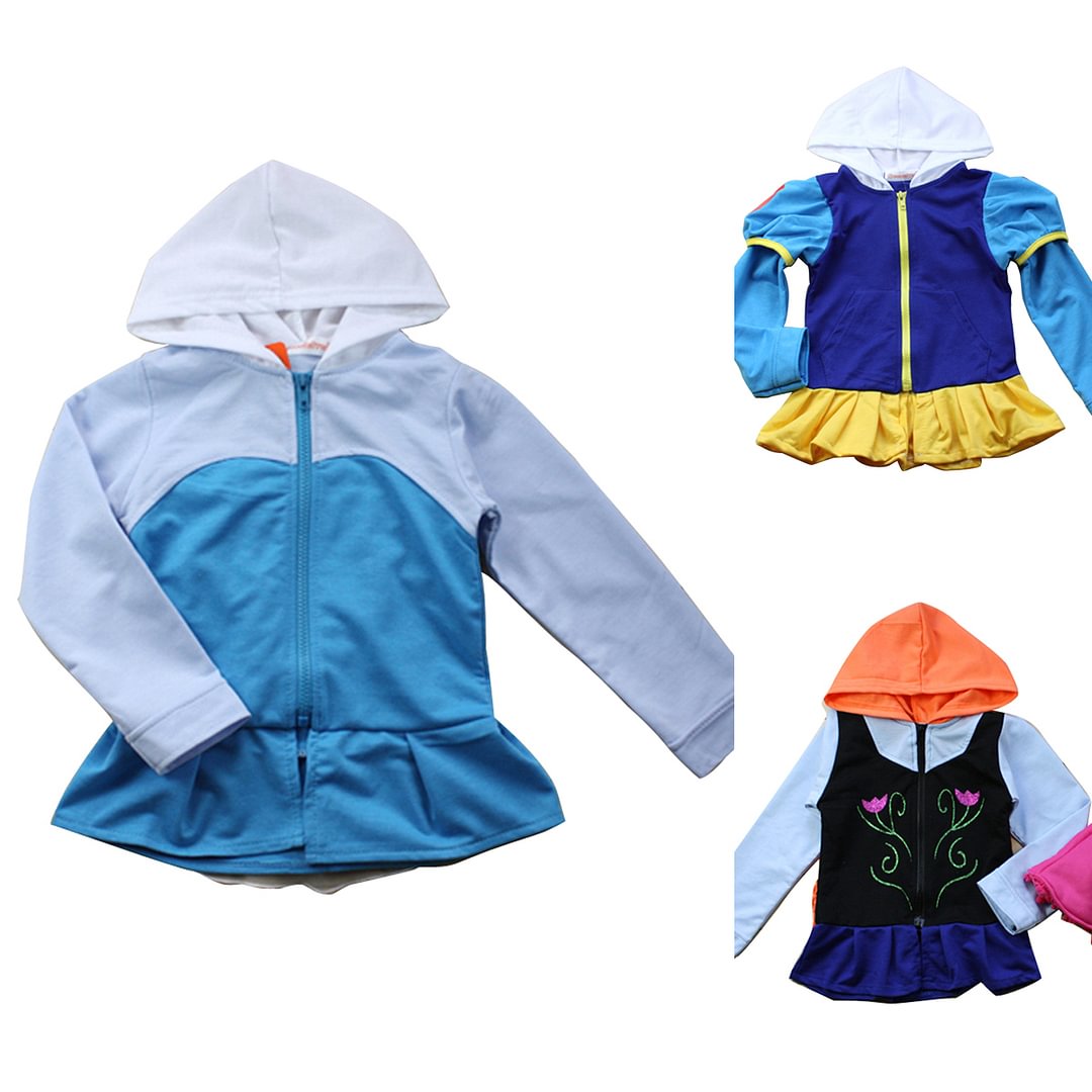 Kids Frozen Anna Elsa Sweat shirt hoodie Cosplay Jacket-Pajamasbuy