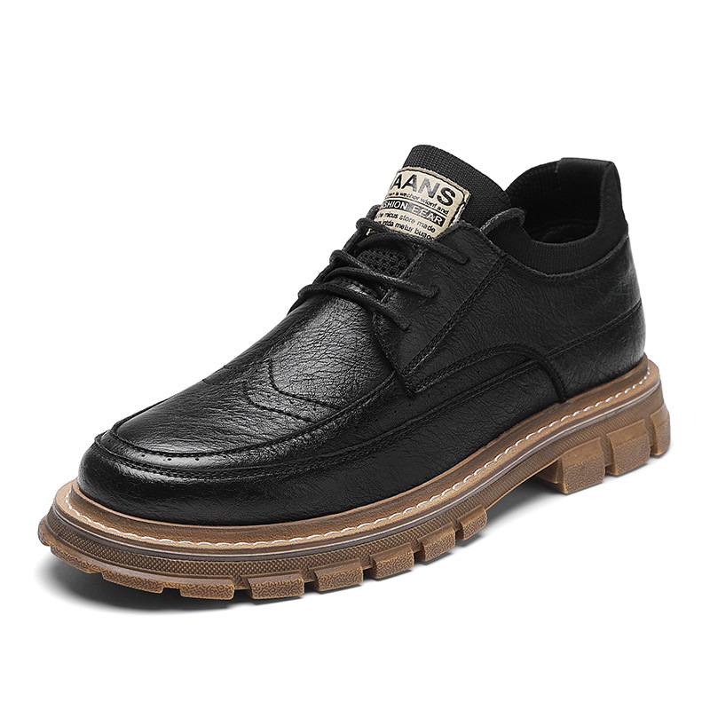 Winzsparks winter shoes for men Men's Leather Shoes Fashion Casual Shoes Tooling Boots Winter Ankle Boots British Style Round Head Leather Dress Shoes