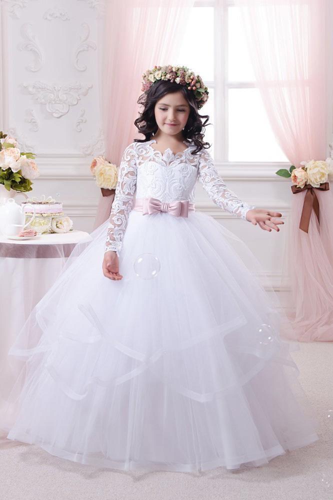 White long sleeve hotsell flower girl dresses