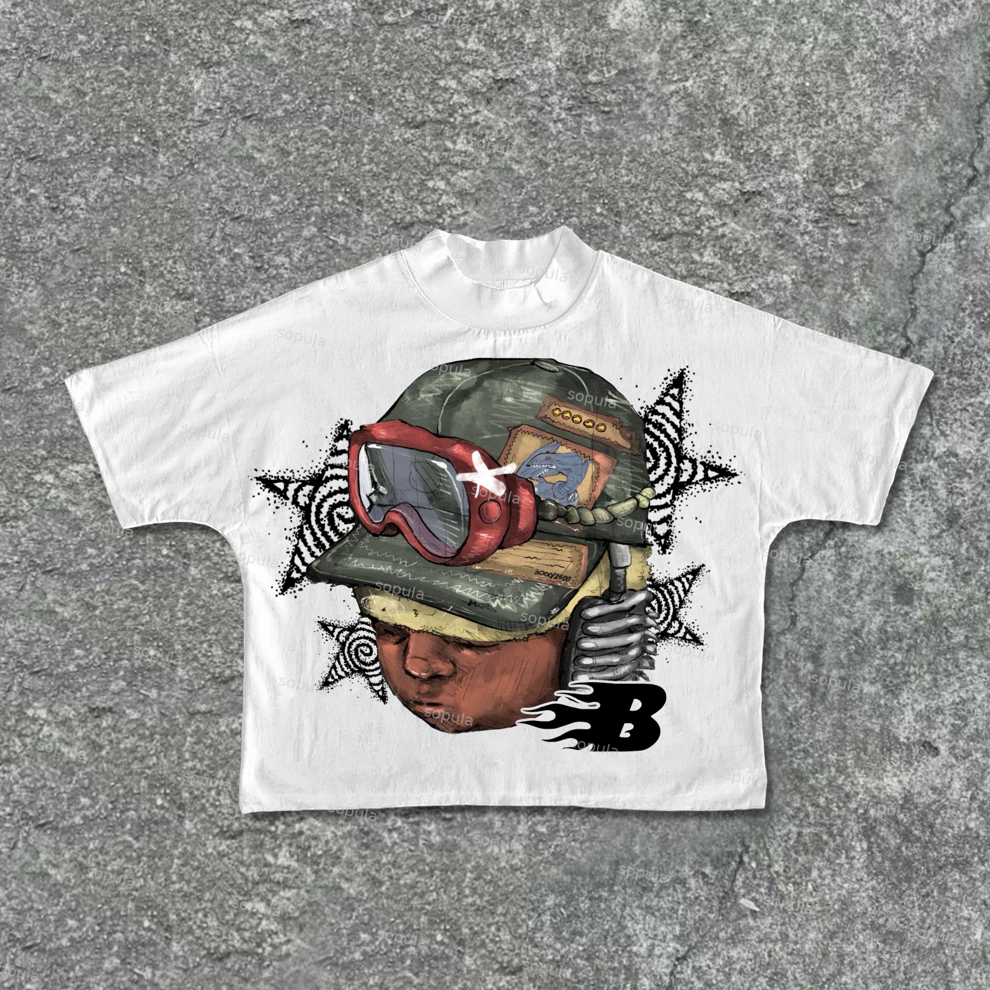 Sopula Street Boy Vintage Print Cotton Cropped T-Shirts