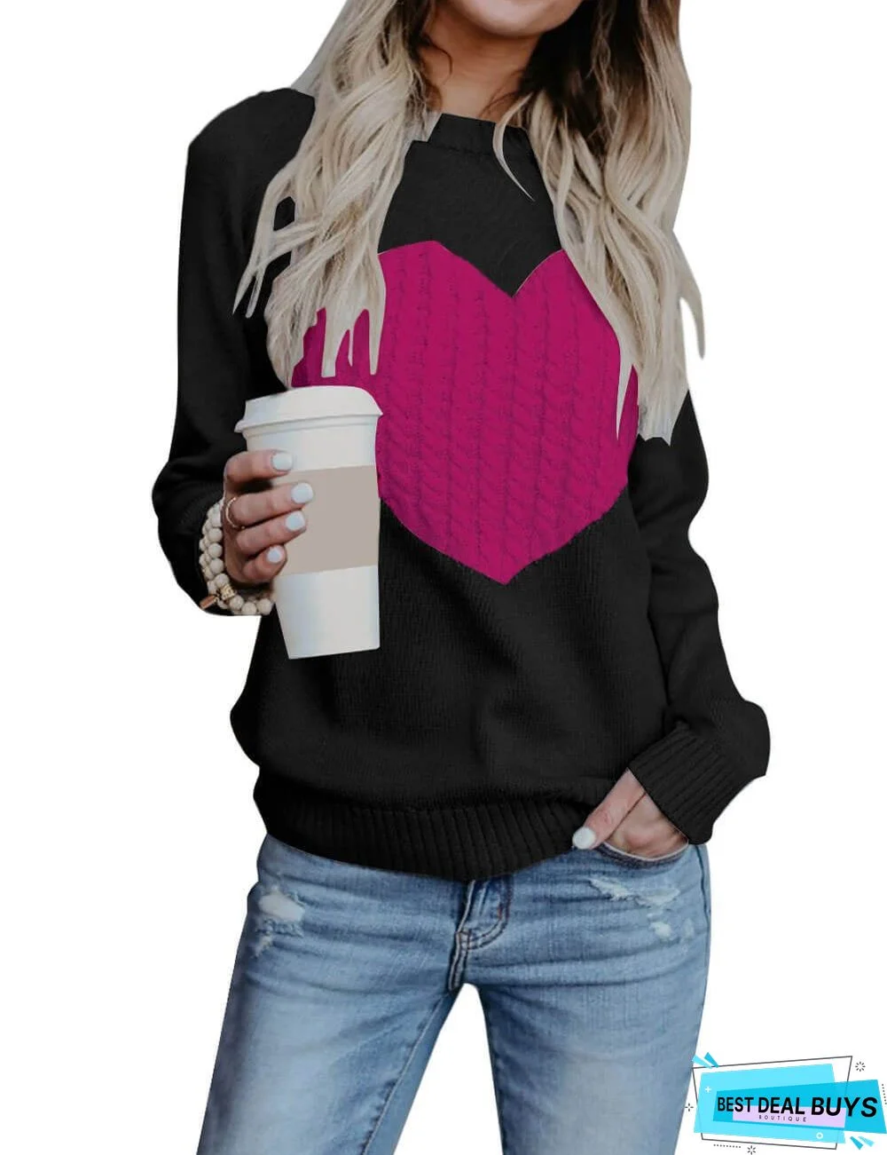 Fashion Turtleneck Love Sweater Woman