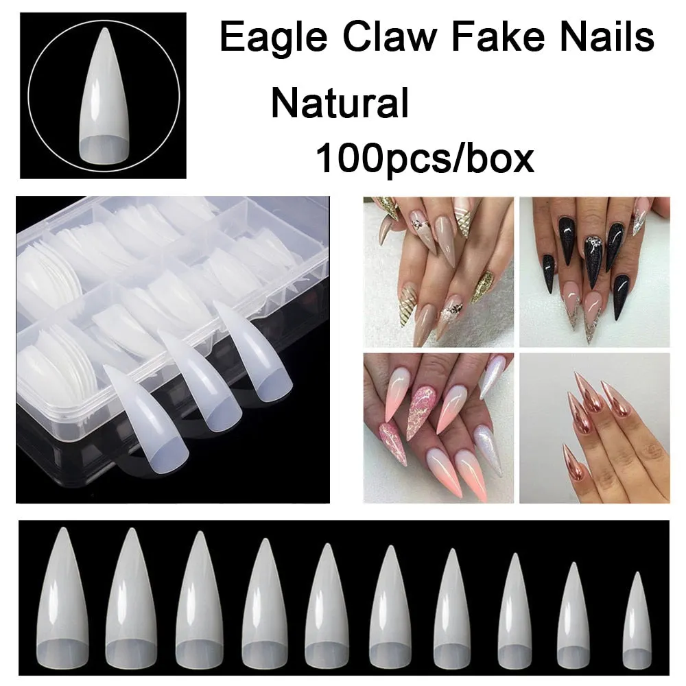 100Pcs/box Nail Tips Short Full Cover Coffin Ballerina False Nails Ballet Shape Acrylic Fake Nails Press On Nails Salon Tools-Nail Inspo