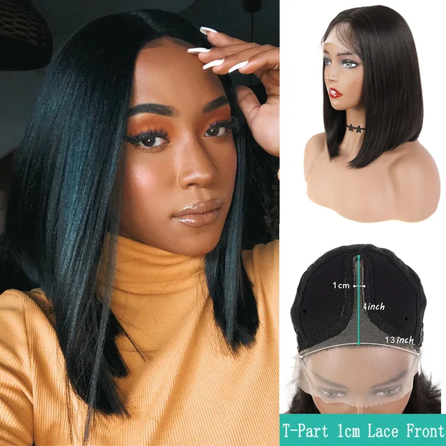 Jewtribute Hair®|Short Bob Wig Synthetic Lace Wig Hair Natural Color