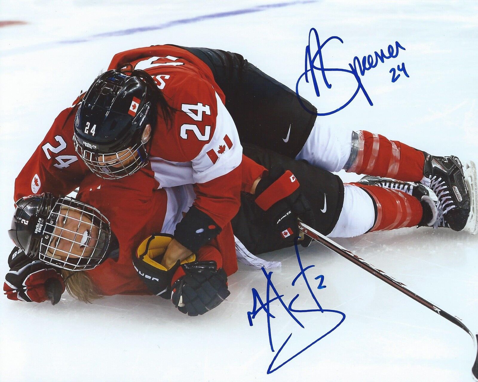 Meghan Agosta & Natalie Spooner Signed 8×10 Photo Poster painting Team Canada Autographed COA B