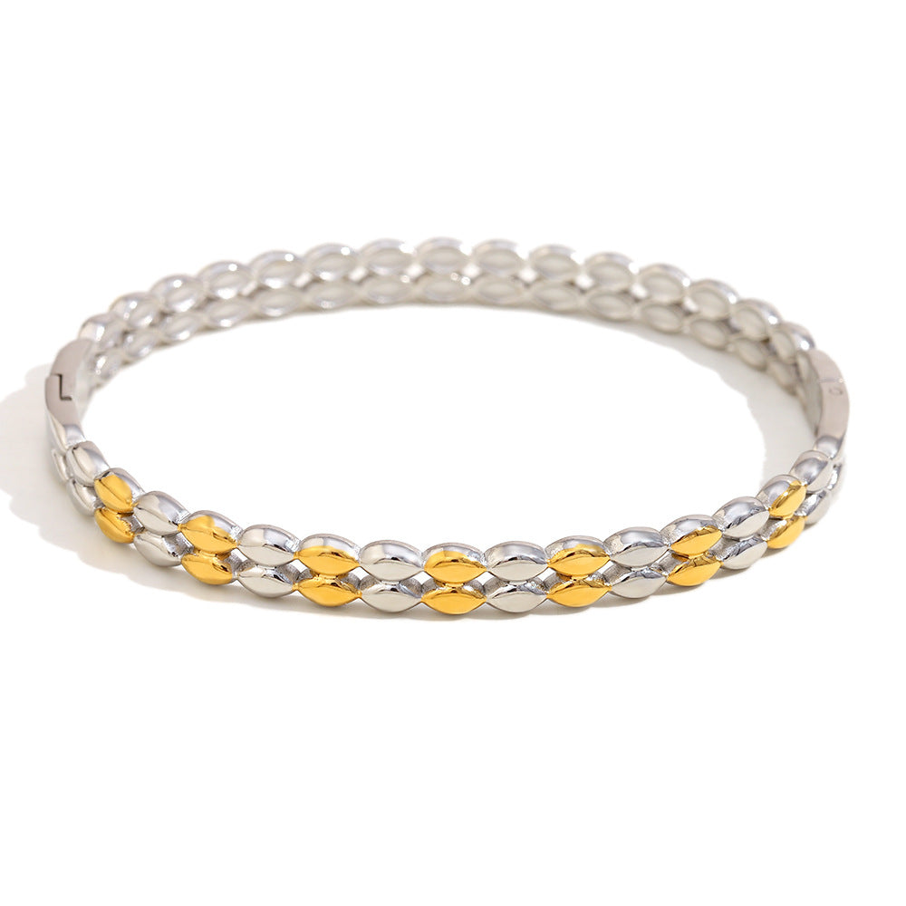 Simple And Versatile Personality Water Drop Bracelet Stainless Steel Plated 18K Gold Flower Large Chain Bracelet For Women